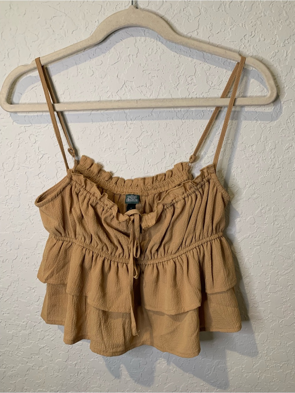 wild fable Tan Ruffle Tiered Spaghetti Strap Camisole